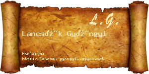 Lancsák Gyöngyi névjegykártya